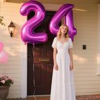 Kelfuoya 40-Inch Rose Purple 24 Balloon Numbers | Giant Foil Birthday & Anniversary Balloons