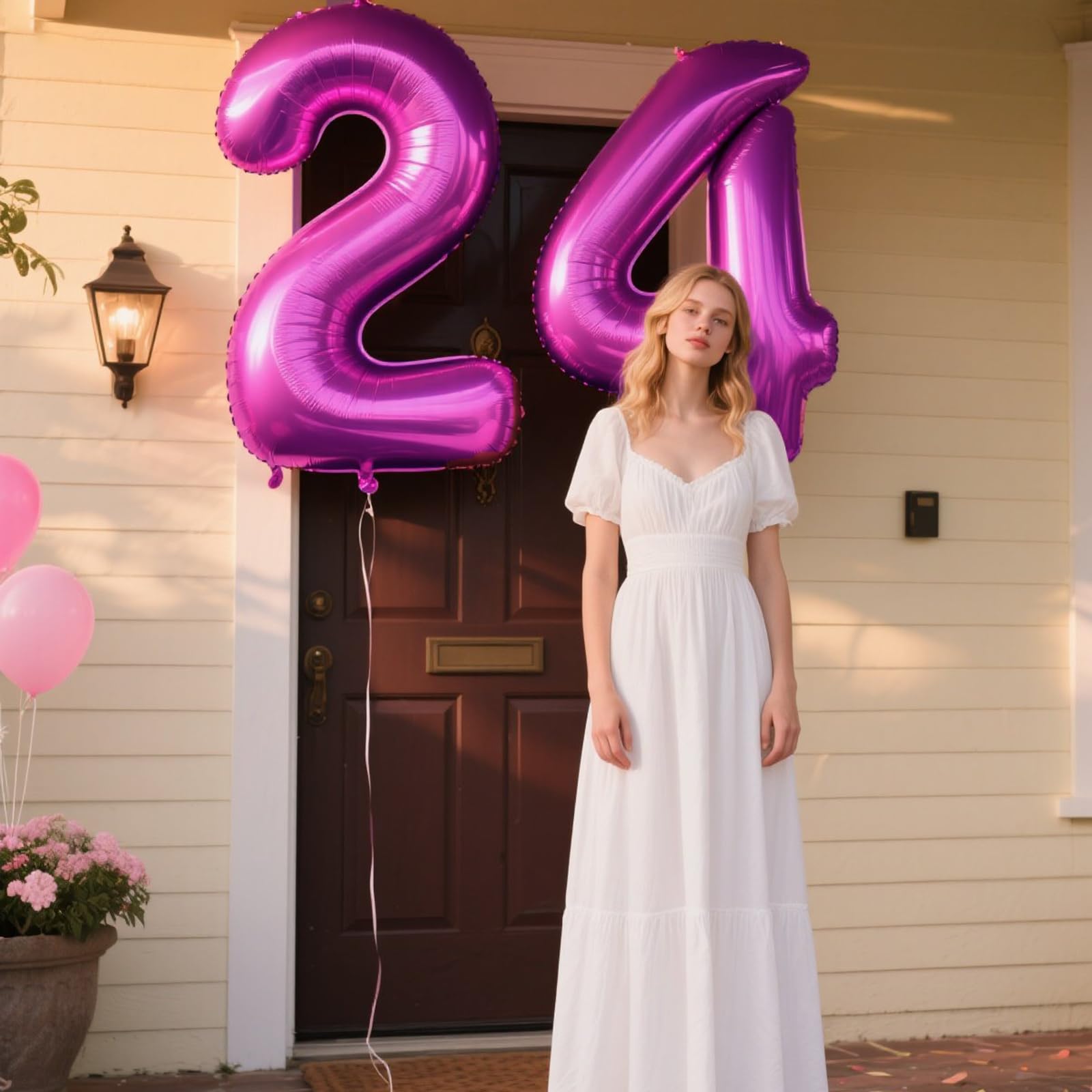 Kelfuoya 40-Inch Rose Purple 24 Balloon Numbers | Giant Foil Birthday & Anniversary Balloons