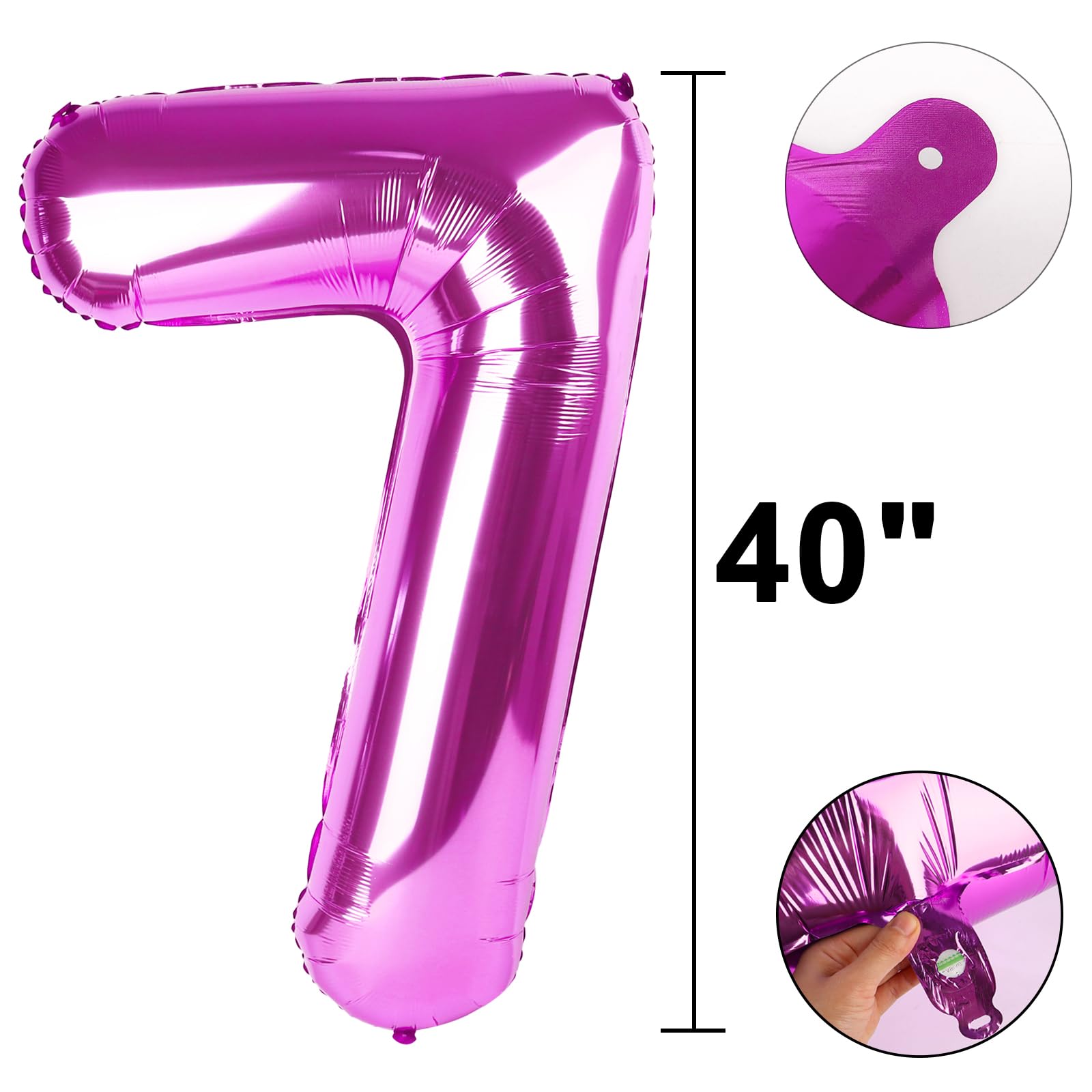 Kelfuoya 40-Inch Rose Purple 17 Balloon – Large Foil Number Balloons for Birthday & Anniversary