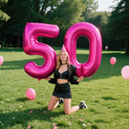 Kelfuoya Rose Red Number 0 Balloon – 40-Inch Jumbo Hot Pink Mylar Balloons for Birthdays & Celebrations