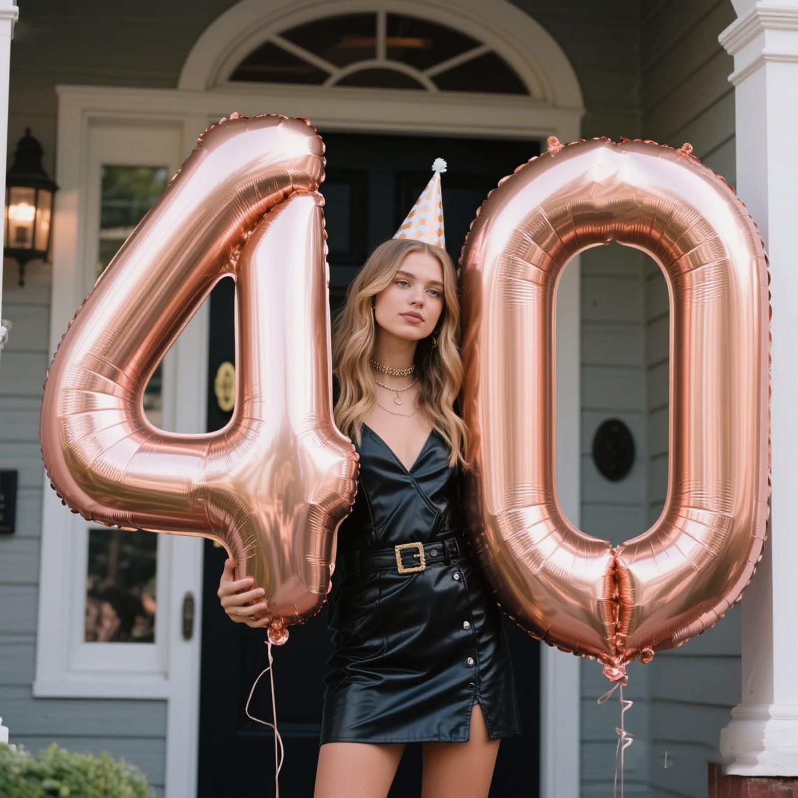 Kelfuoya Rose Gold Number 4 Balloons - 40 Inch Giant Foil Mylar for Birthdays & Celebrations