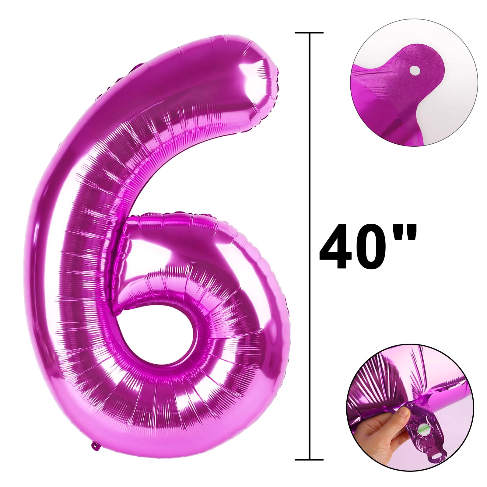 Kelfuoya 40-Inch Rose Purple 16 Balloons – Giant Foil Number Balloons for Birthday & Anniversary Parties