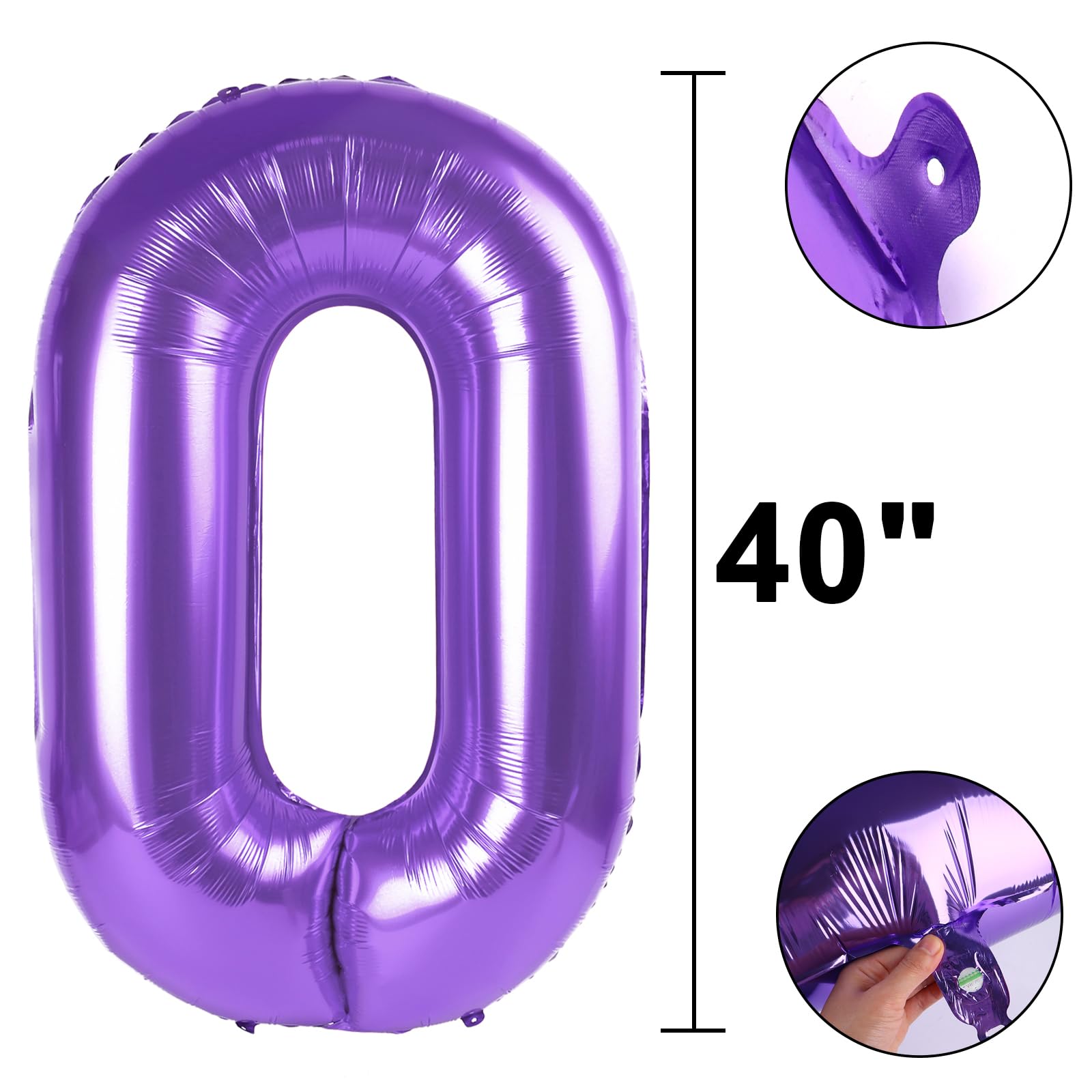 Kelfuoya 40-Inch Purple Number 60 Digital Balloon | Jumbo Mylar Foil Balloons for Parties