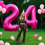 Kelfuoya Rose Red Number 4 Balloon – 40-Inch Hot Pink Foil Balloons for Birthday Parties