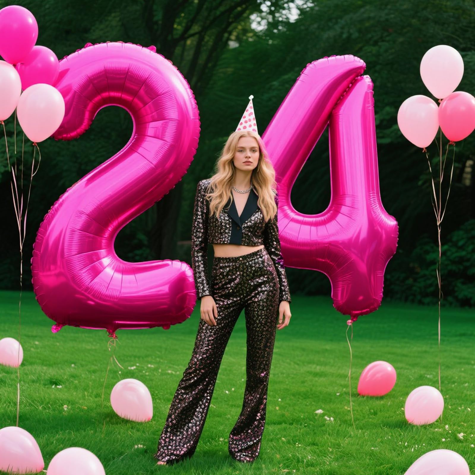 Kelfuoya Rose Red Number 4 Balloon – 40-Inch Hot Pink Foil Balloons for Birthday Parties