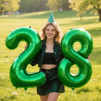 Kelfuoya 40-Inch Green Number 28 Balloon | Jumbo Mylar Foil Helium Balloons for Birthdays & Anniversaries
