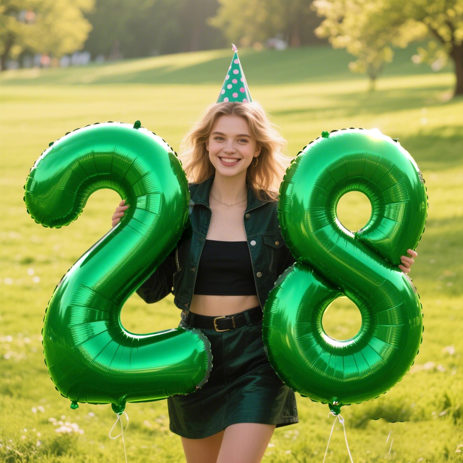 Kelfuoya 40-Inch Green Number 28 Balloon | Jumbo Mylar Foil Helium Balloons for Birthdays & Anniversaries