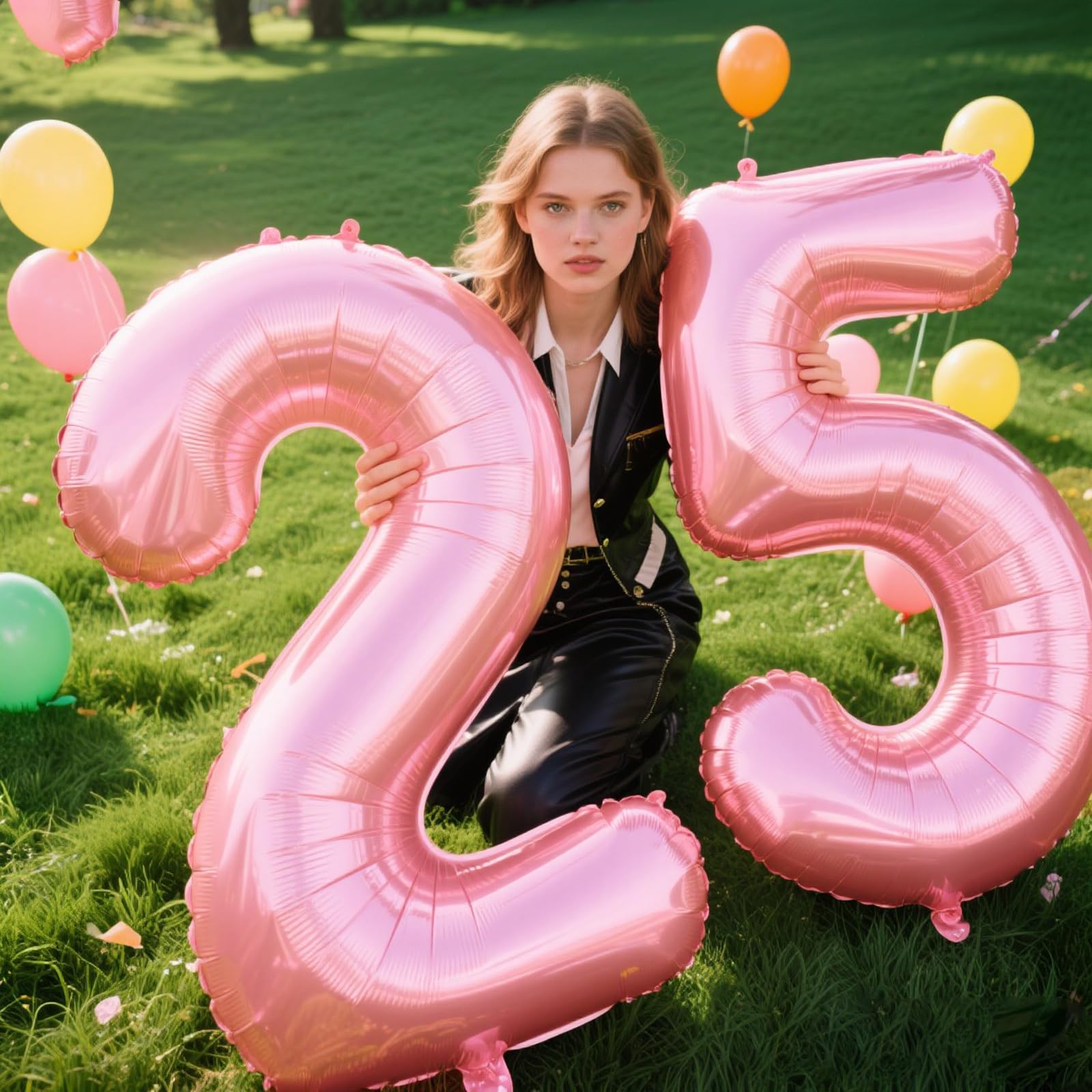 Kelfuoya 40-Inch Pearlescent Pink Number Balloon (Number 5) – Jumbo Mylar Foil Balloons for Birthdays and Celebrations