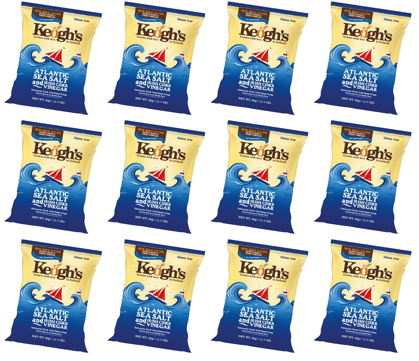 12 x Keogh's Atlantic Sea Salt And Sweet Irish Vinegar 125G