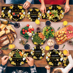 Kepeel 96 Pcs Retirement Party Plates & Napkins Set – Gold & Black Celebration Kit for 24