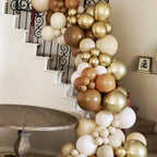 KEPMOV Brown and Gold Balloons Set – 60 Latex 12in Balloons with Confetti
