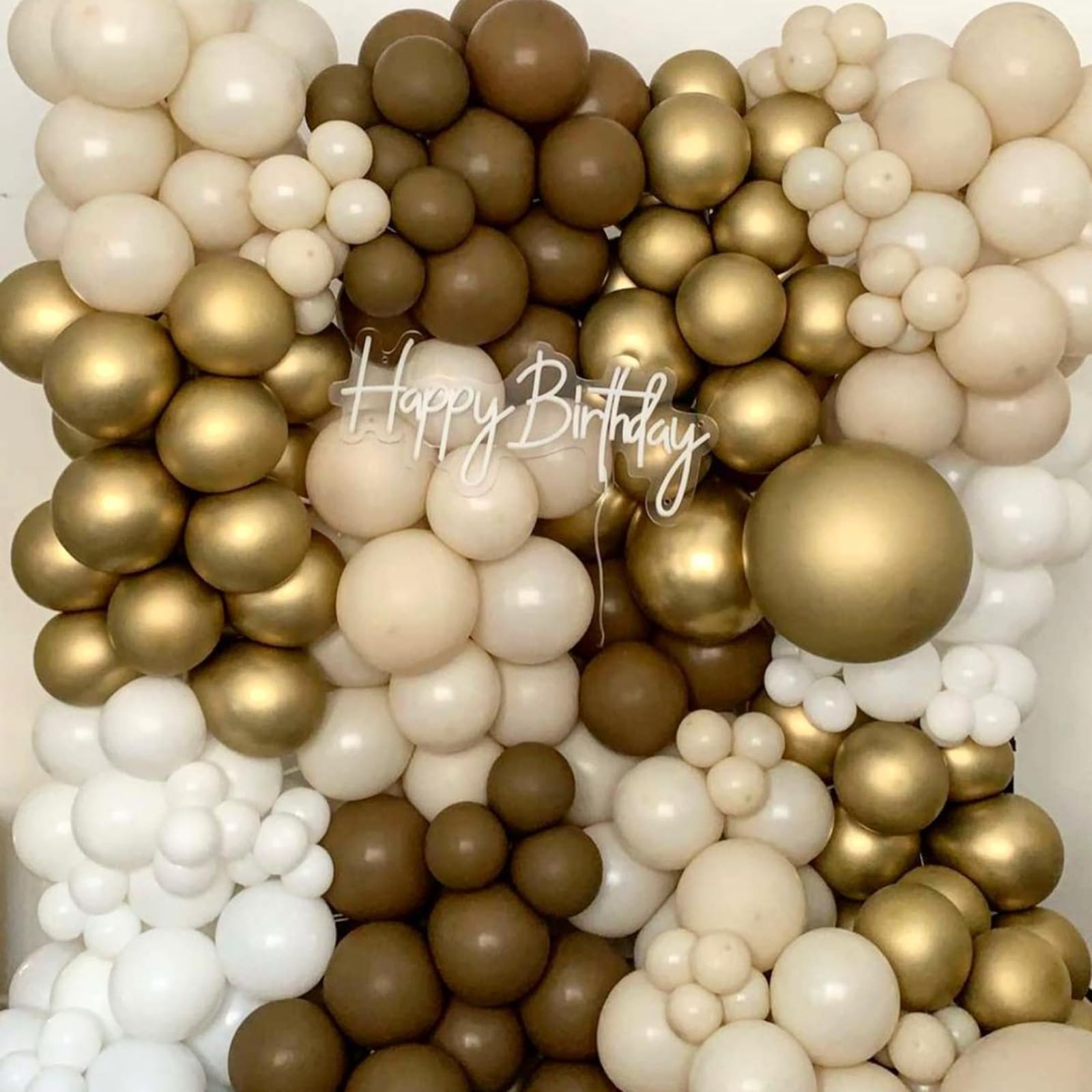 KEPMOV Brown and Gold Balloons Set – 60 Latex 12in Balloons with Confetti