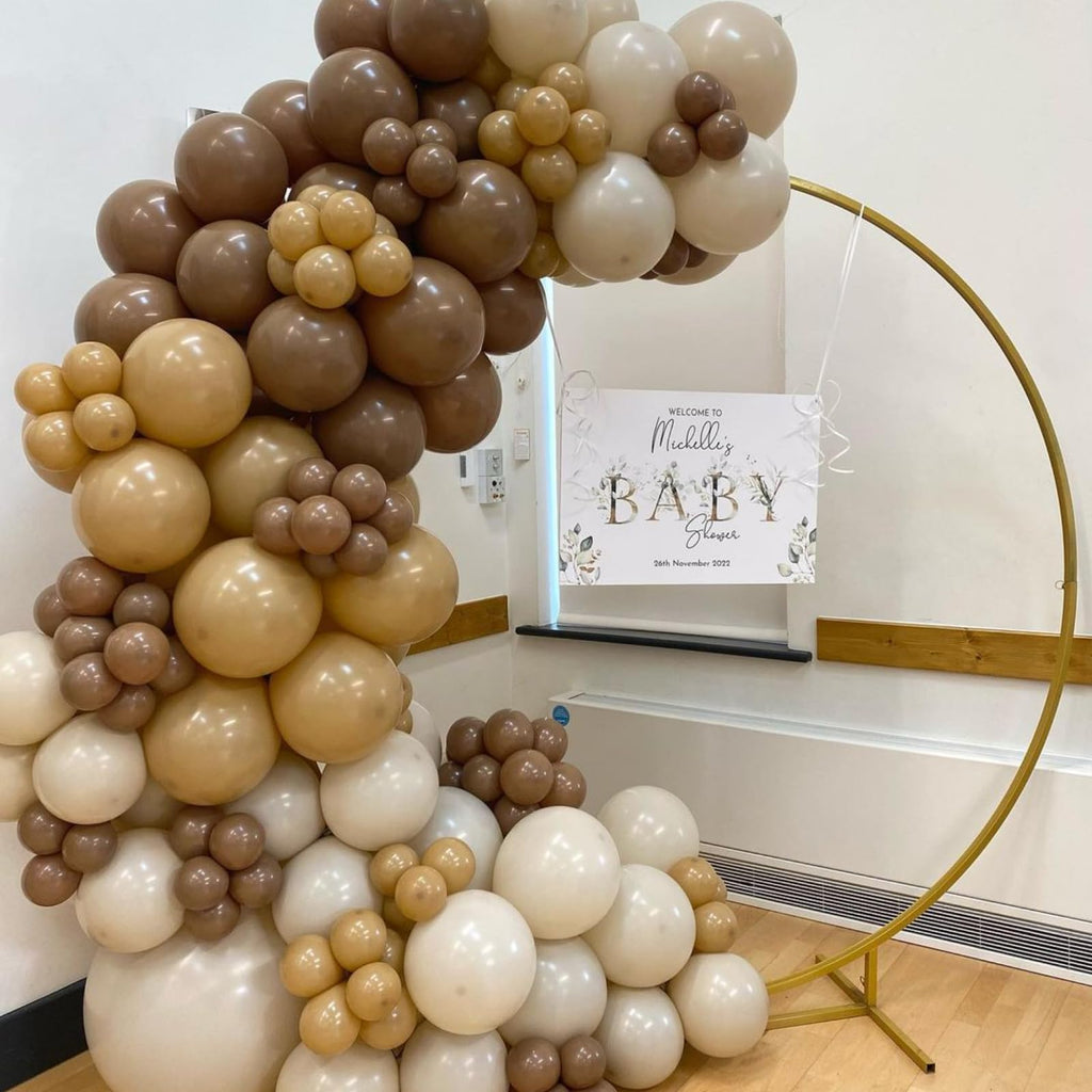 KEPMOV Brown and Gold Balloons Set – 60 Latex 12in Balloons with Confetti