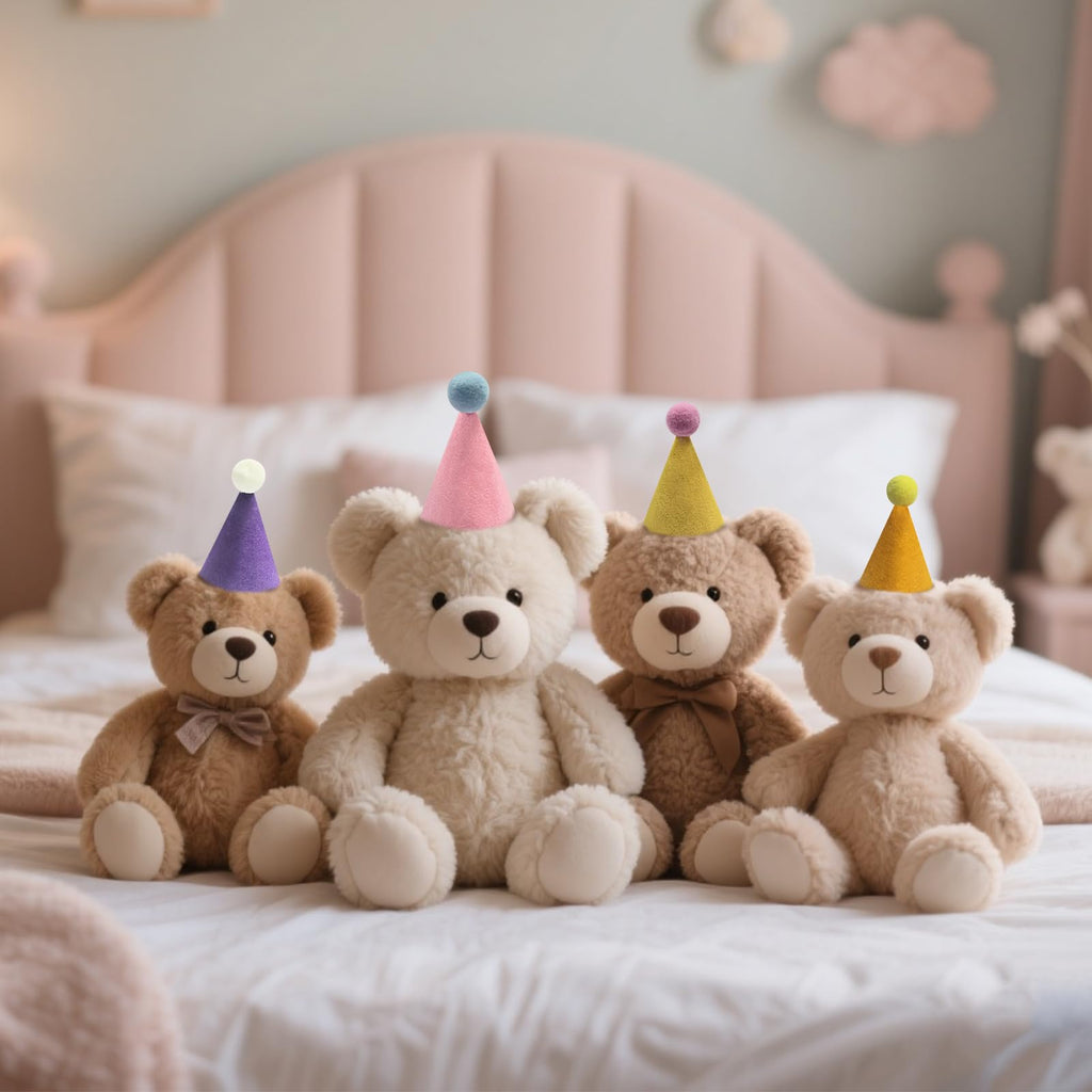 Kezzfpa 6 Pcs Colorful Mini Party Hats for Stuffed Animals – Felt Cone Hats for Pets & Plush Toys