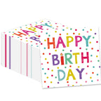 KFJBPB 50 Pcs Birthday Napkins – 13x13 Inches, Colorful Dots, Disposable Cocktail Napkins for Birthday Party