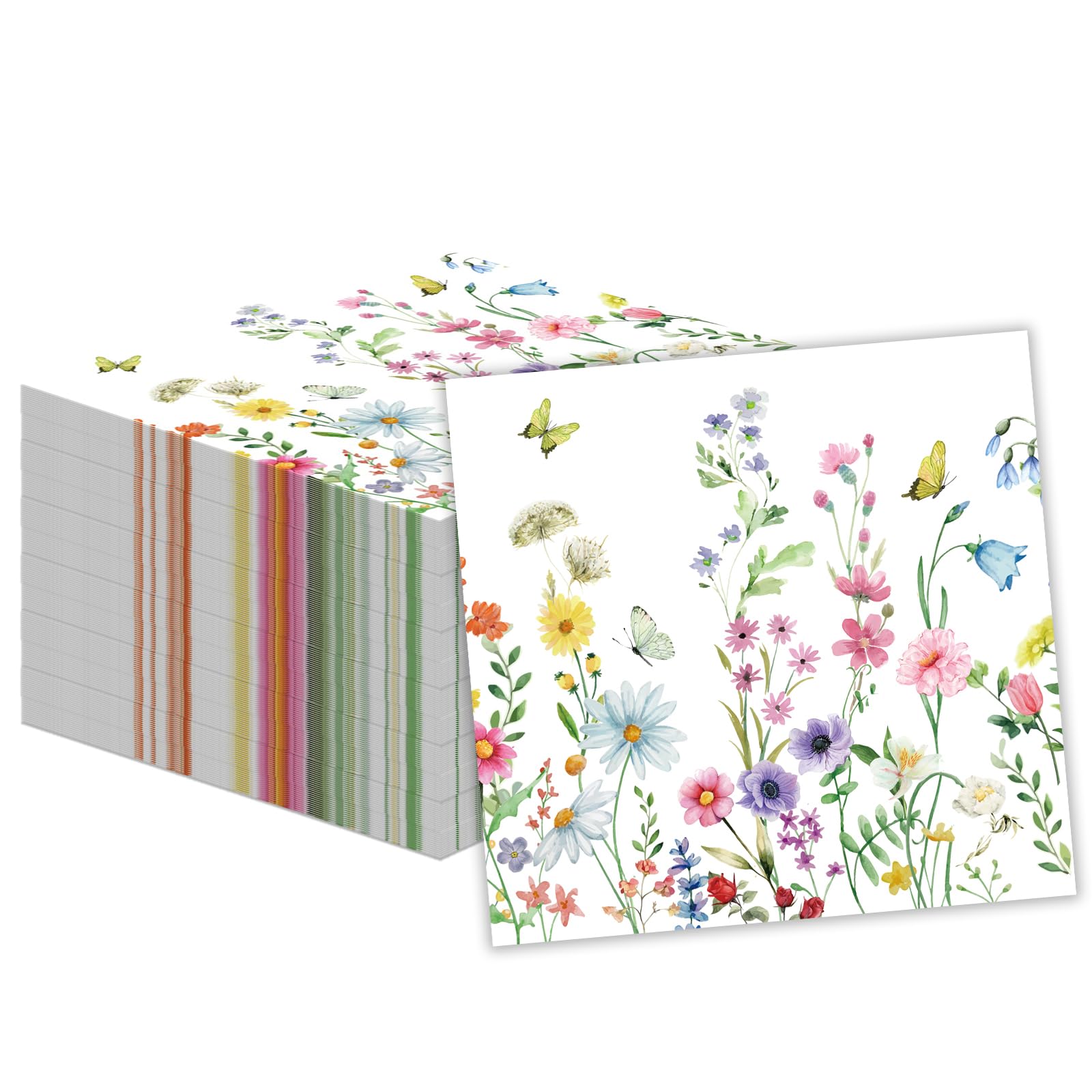 KFJBPB 50 Pcs Wildflower Napkins – 13x13 Floral Paper Napkins for Parties