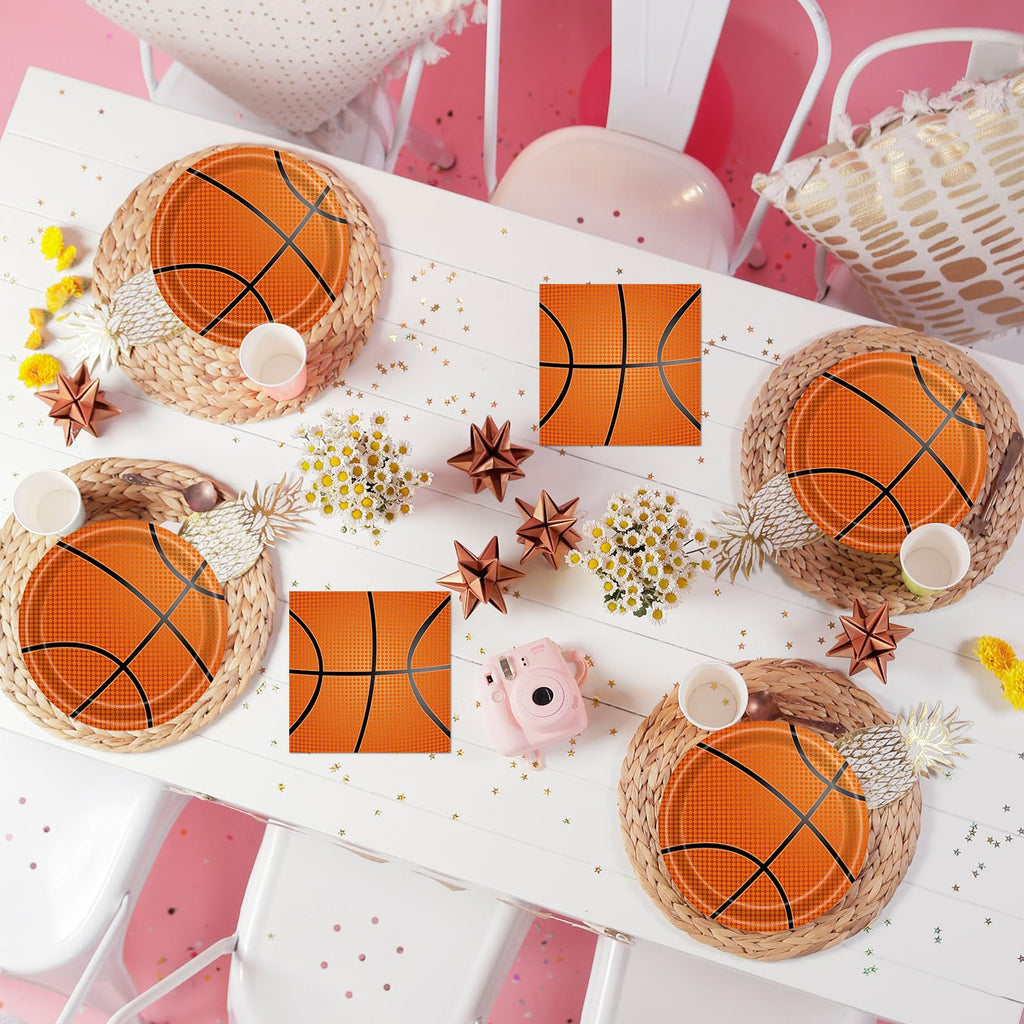 KFJBPB 40 Pcs Basketball Plates and Napkins Party Supplies – Serves 20