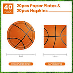 KFJBPB 40 Pcs Basketball Plates and Napkins Party Supplies – Serves 20