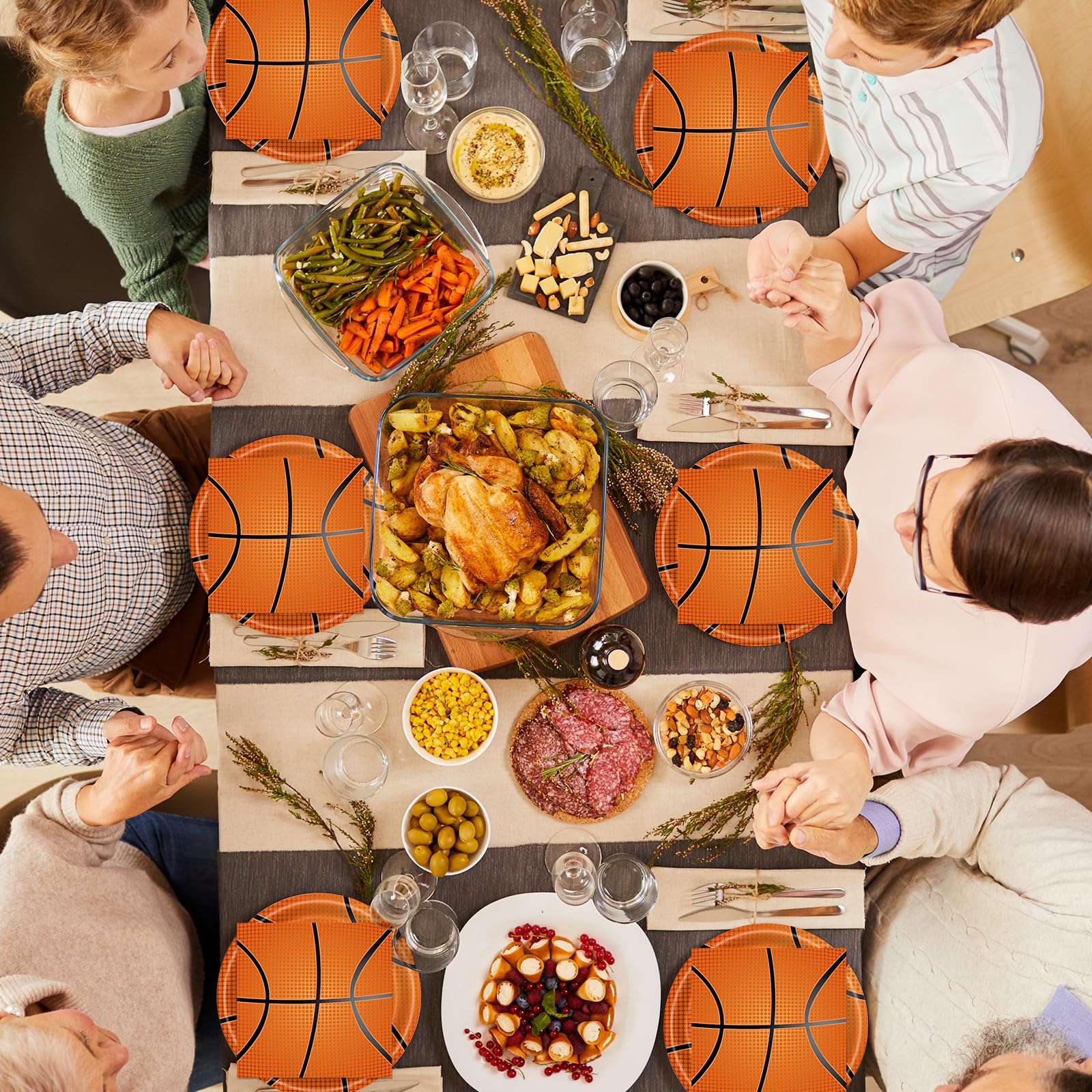 KFJBPB 40 Pcs Basketball Plates and Napkins Party Supplies – Serves 20