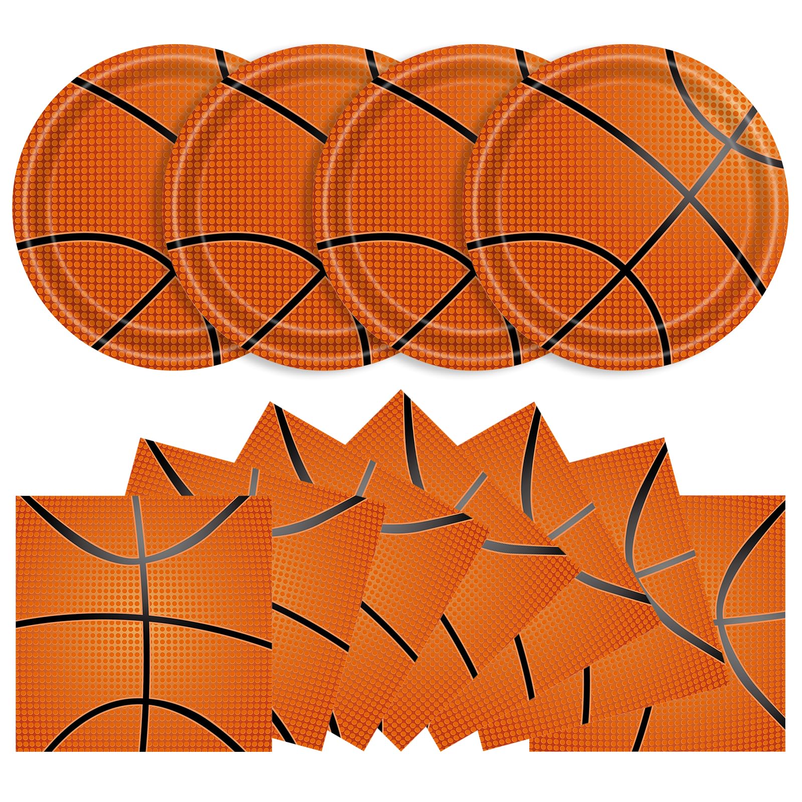 KFJBPB 40 Pcs Basketball Plates and Napkins Party Supplies – Serves 20