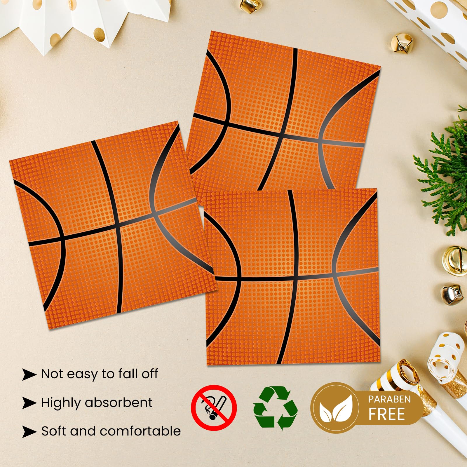KFJBPB 40 Pcs Basketball Plates and Napkins Party Supplies – Serves 20