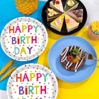 KFJBPB 40 Pcs Birthday Plates & Napkins Set – Disposable Tableware with Dots Design for 20 Guests