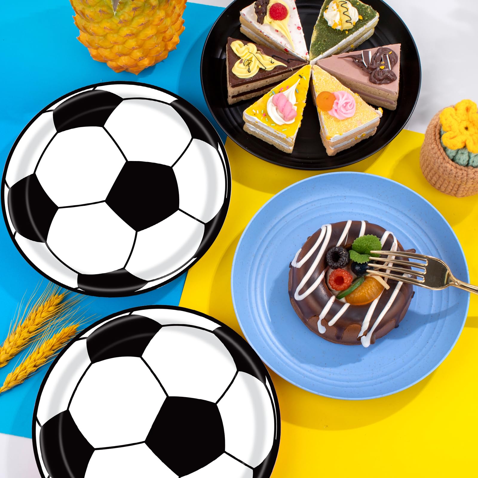 KFJBPB 40 Pcs Soccer Plates & Napkins Party Set – Disposable Tableware for Sports Theme Celebrations