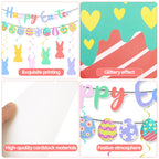 KFJBPB Happy Easter Banner Set — Bunny Garlands, Egg Cutouts & Swirls for Home & Classroom