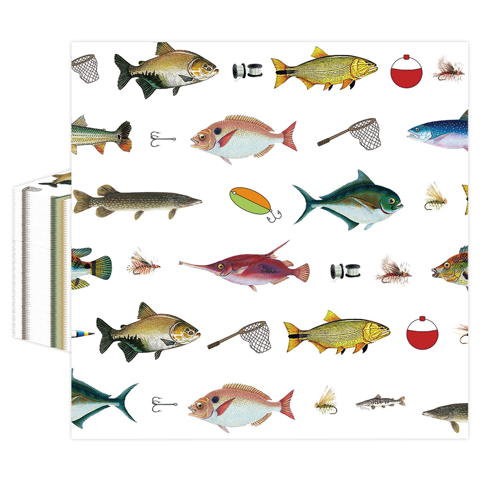 KFJBPB 50 Pcs Fishing Napkins – 13x13 Inches Disposable Party Napkins