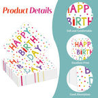 KFJBPB 50 Pcs Birthday Napkins – 13x13 Inches, Colorful Dots, Disposable Cocktail Napkins for Birthday Party