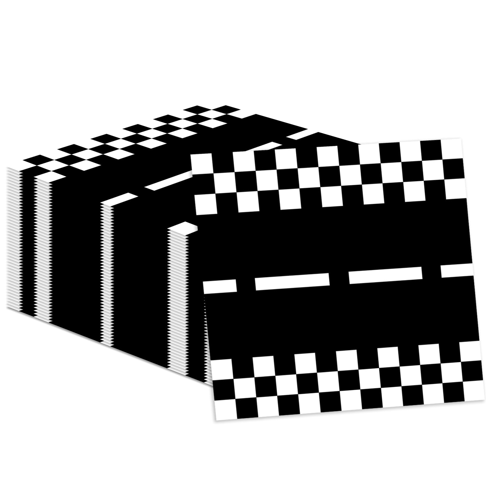 KFJBPB Race Car Napkins – 50 Count, 13x13 in Checkered Disposable Napkins for Kids Parties