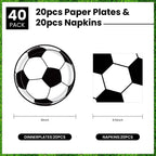 KFJBPB 40 Pcs Soccer Plates & Napkins Party Set – Disposable Tableware for Sports Theme Celebrations