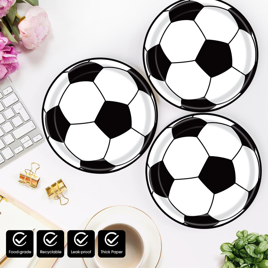 KFJBPB 40 Pcs Soccer Plates & Napkins Party Set – Disposable Tableware for Sports Theme Celebrations