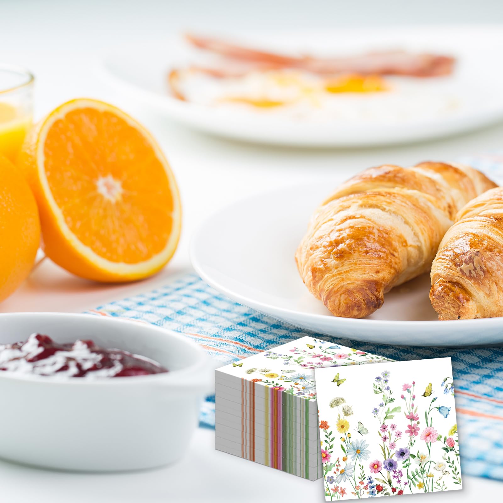 KFJBPB 50 Pcs Wildflower Napkins – 13x13 Floral Paper Napkins for Parties