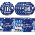 KHAIVI 16th Birthday Decorations – Blue & Silver Tableware, 20 Plates & Napkins