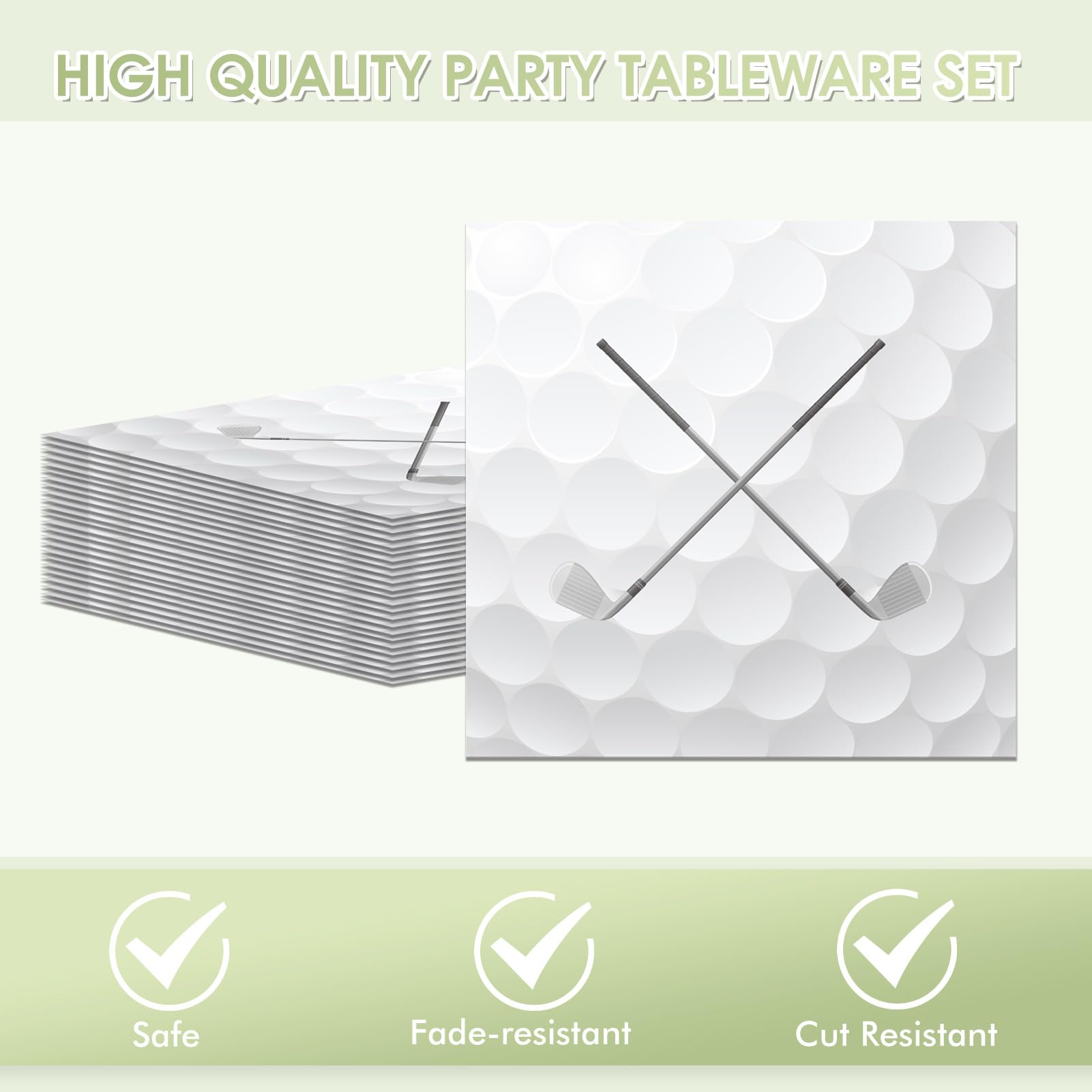 KHAIVI 40 PCS Golf Party Decorations – Disposable Plates & Napkins, Golf Ball Themed Party Supplies