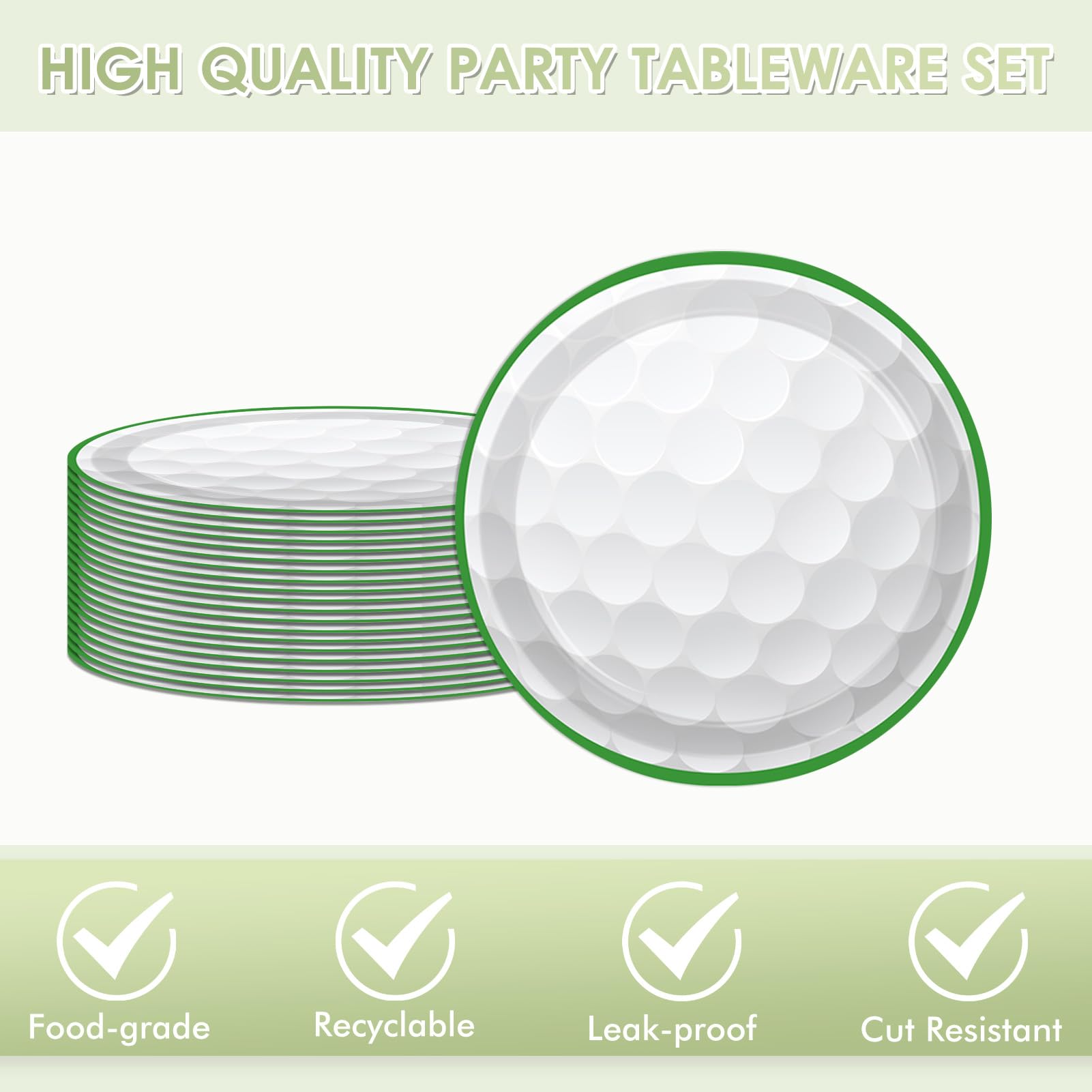 KHAIVI 40 PCS Golf Party Decorations – Disposable Plates & Napkins, Golf Ball Themed Party Supplies
