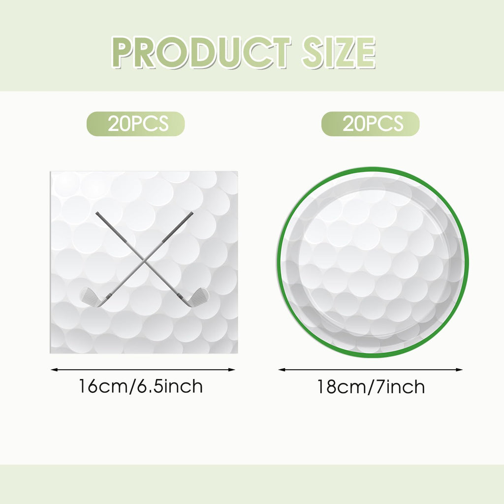 KHAIVI 40 PCS Golf Party Decorations – Disposable Plates & Napkins, Golf Ball Themed Party Supplies