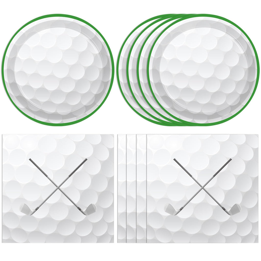 KHAIVI 40 PCS Golf Party Decorations – Disposable Plates & Napkins, Golf Ball Themed Party Supplies