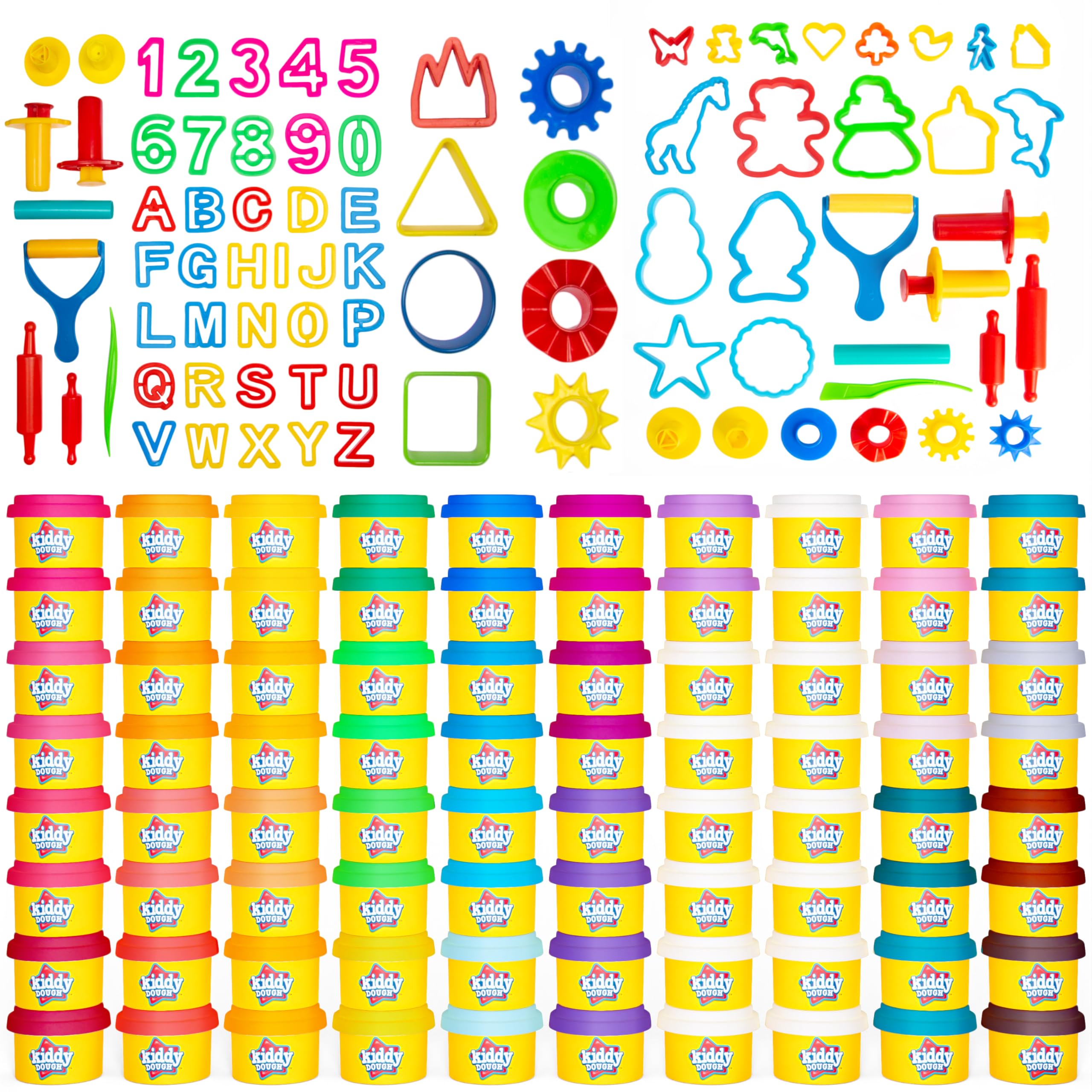 Kiddy Dough Party Pack – 80 Colorful Soft Mini Dough Containers for Creative Play