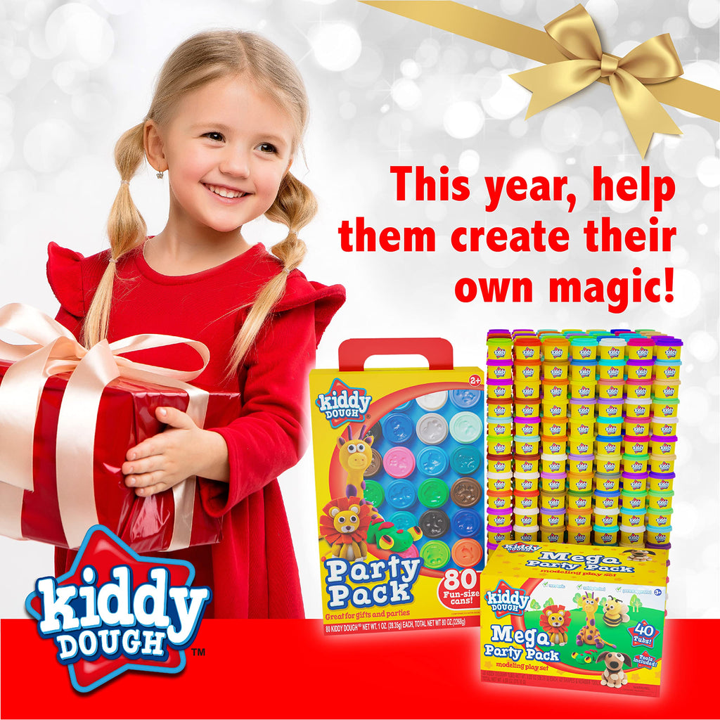 Kiddy Dough Party Pack – 80 Colorful Soft Mini Dough Containers for Creative Play