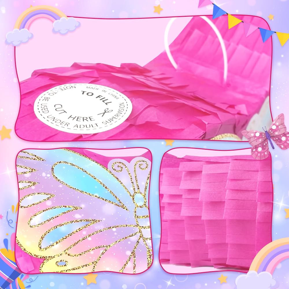 KiDEPOCH Butterfly Piñata – Colorful Birthday Party Decoration with Stick & Blindfold (16 x 12.6 x 4.2 in)