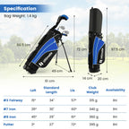 Kids Complete Golf Clubs Set for Boys and Girls Aged 8-10/11-13 Years-Blue