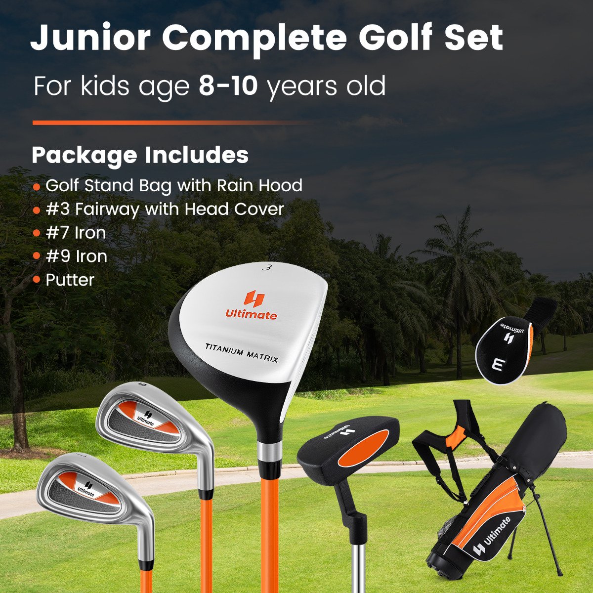 Kids Complete Golf Clubs Set for Boys and Girls Aged 8-10/11-13 Years-Blue