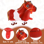 KINYFY 6 Pcs Walking Farm Animal Balloons – Rooster, Duck, Horse, Cow, Pig, Sheep | Farm Theme Party Decor