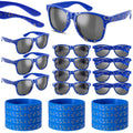 Kingdder 24 Pcs Blue with Gold Ring Sunglasses & Silicone Wristbands – Cartoon Theme Party Favors
