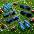 Kingdder 24 Pcs Blue with Gold Ring Sunglasses & Silicone Wristbands – Cartoon Theme Party Favors