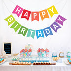 KINGLAKE GARDEN Rainbow Birthday Banner – Pre-Strung, Multicolor Party Decor