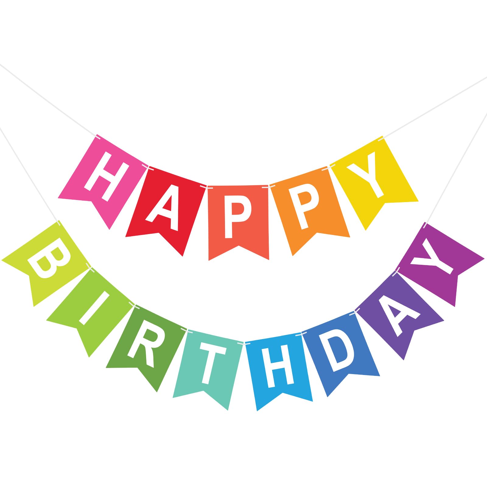 KINGLAKE GARDEN Rainbow Birthday Banner – Pre-Strung, Multicolor Party Decor