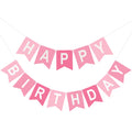 KINGLAKE GARDEN Pink Happy Birthday Banner – Pre-Strung 13-Letter Party Decor
